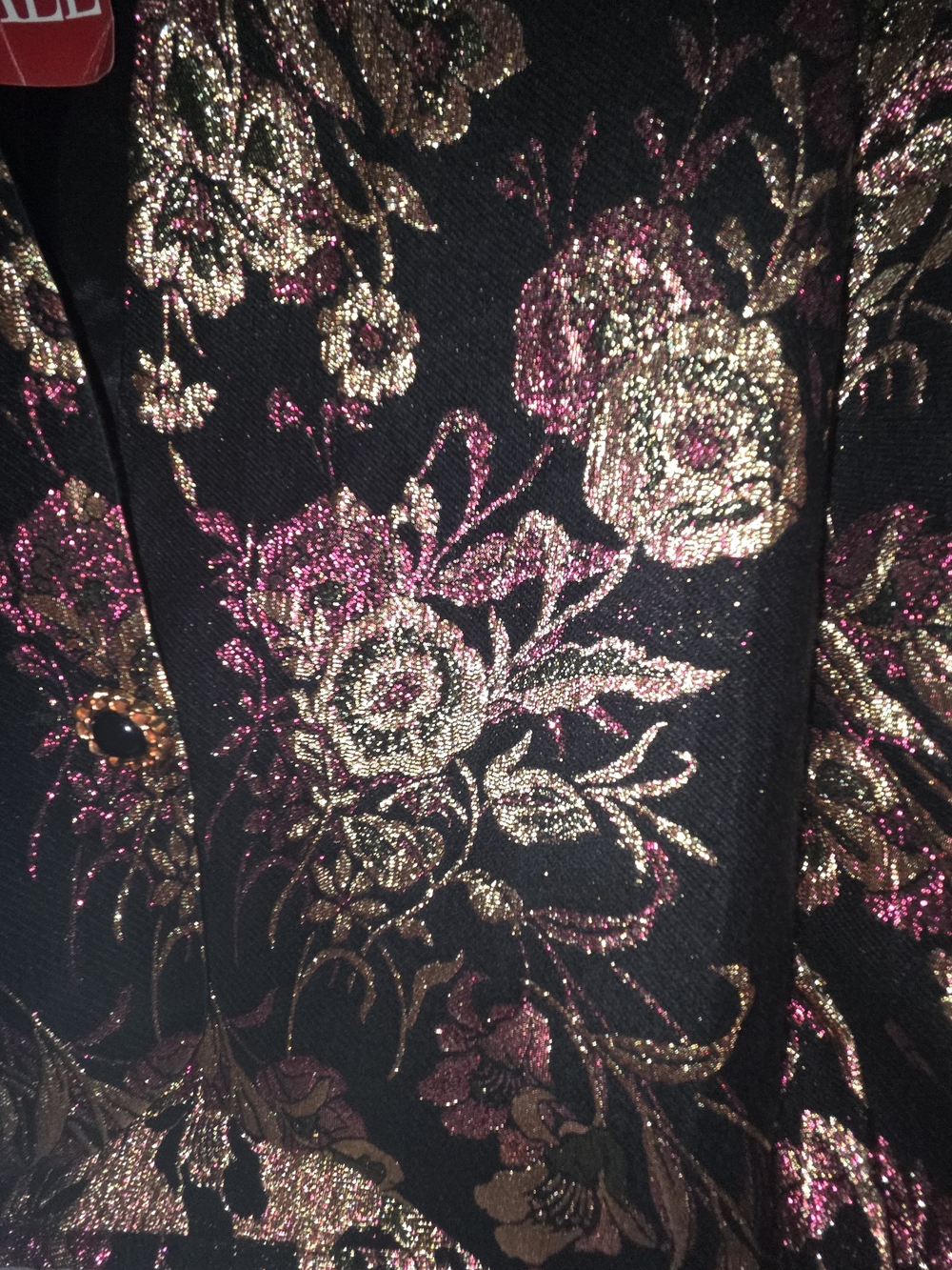 VTG Ellend Black Cropped Floral Tapestry Brocade  Gold/Rose Embroidery Jacket, M - Picture 6 of 9